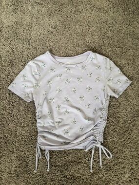 Hollister Lilac Floral Crop Top T with Bows